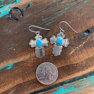 Silver / Turquoise Cross earrings